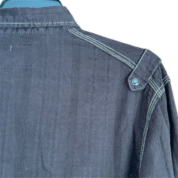 Pop Icon Shirt Mens XL Western Pearl Snaps Blue 100% Cotton Long Sleeve Detail - Picture 9 of 13